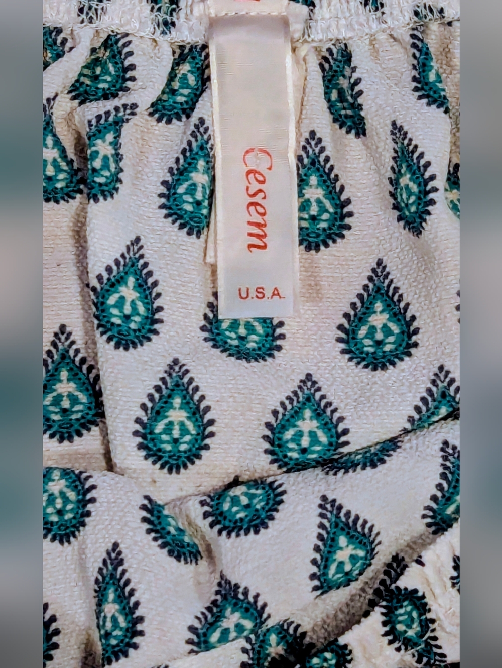 Cesem USA Boho Paisley Peasant Top XL Lace Trim Off Shoulder Blouse - Picture 6 of 7
